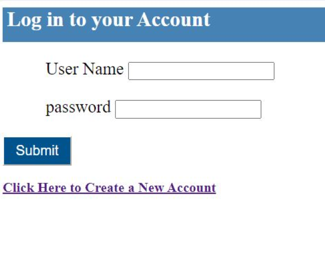 login screen
